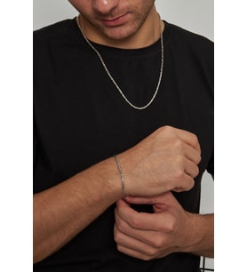 2mm Kral Kare 925 Ayar Gümüş Erkek Kolye Bileklik Set Ves-850850