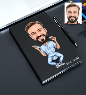 Kişiye Özel Diş Hekimi Tasarımlı Karikatür Defter Ve Kalem Seti 86