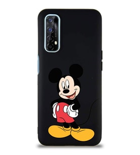 Realme 7 Soft Premier Kapak Mickey Mouse-E Tasarımlı Silikon Kılıf - Siyah (Şeffaf)
