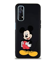 Realme 7 Soft Premier Kapak Mickey Mouse-E Tasarımlı Silikon Kılıf - Siyah (Şeffaf)