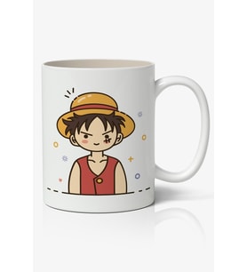 One Piece Anime Luffy Hasır Şapkalı Temalı Beyaz Kupa Bardak Sevgiliye Arkadaşa Hediye
