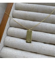 Kişiye Özel 925 Ayar Gümüş Pati Detaylı Plaka Harf Kolye (Gold)