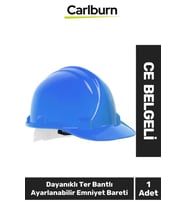 CE Belgeli Dayanıklı Ter Bantlı Ayarlanabilir Şantiye İnşaat İş Güvenliği Mavi Emniyet Bareti