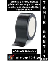Uzun Ömürlü Su Nem Küfe Dayanıklı Çok Amaçlı SİYAH Montaj Onarım Tamir Bantı 48 Mm X 10 Metre