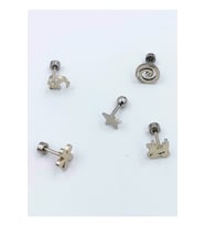 Renkli Taşlı Çelik 5 Adet Kaş Tragus Piercing