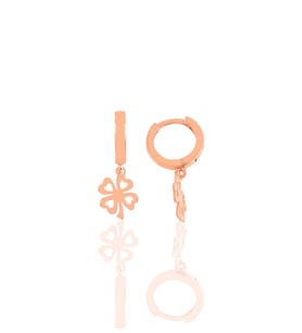 Söğütlü Silver Gümüş desenli yonca  küpe (Rose)