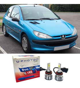 Peugeot 206 Led Xenon Uzun + Kısa Far Ampulü H4 Duo Yeni Seri Beyaz 1998-2003