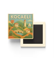 Kocaeli - Memleket Temalı - Paper Cut Art - Baskılı Buzdolap Magneti Kare - 9x9 cm