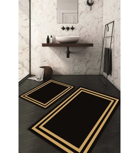 Dijital Baskılı Kaymaz Taban Yıkanabilir 2'li Klozet Takımı Banyo Paspası NDKZ-HT-122 (Gold)