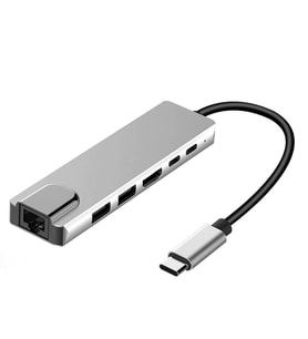 Schulzz 4K HDMI USB 3.0 Type-C Ethernet 6 in 1 USB Hub Mac Ipad Uyumlu (Gri)