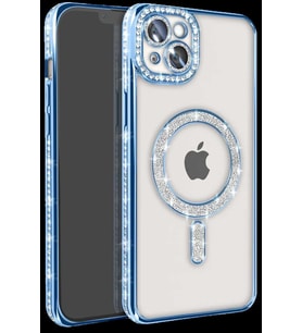 iPhone 15 Kılıf Joke Simli Magneticsafe Kılıf - Mavi