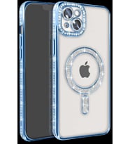iPhone 15 Kılıf Joke Simli Magneticsafe Kılıf - Mavi