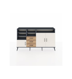 Arges Konsol 7 Raflı 3 Çekmeceli 3 Kapaklı 176x30x99 Antrasit-Aytaşı/Çam