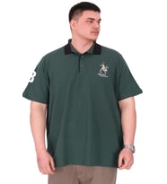 Mode XL Büyük Beden Erkek T-Shirt Polo Yaka Nakış Detaylı U25311 Nefti
