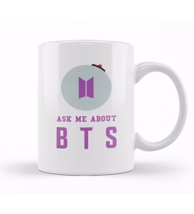 Ask Me About Bts Typography Kupa Bardak Porselen