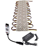 20 Adet 12 Volt Samsung 0.72 Watt 3 Lensli Rgb Led Modül Bluetooth Kumanda 5A Plastik Adaptör Set