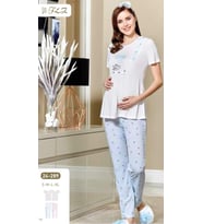 FLZ 24-289 YENİ SEZON HAMİLELOHUSA PİJAMA TAKIMI (Mavi)