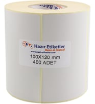 Kargo Etiketi Eko Termal Etiket 100mm x 120mm Ruloda 400 Adet 40mm Kuka Çapında Direk Termal Transfer Etiketi
