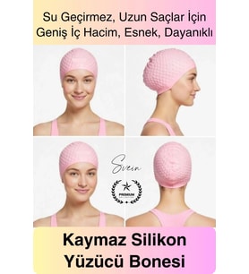 #Bone Su Geçirmez Kaymaz Silikon Yüzücü Bonesi Yüzme Şapkası Uzun Saç Yetişkin Esnek Havuz Deniz