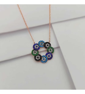 Gümüş Sonsuzluk Model Zirkon Taşlı Kolye 925 Ayar (Karışık)