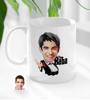 BK Gift Kişiye Özel Babalar Günü Hediyesi Godfather Baba Karikatürlü Kupa Bardak-2 (Beyaz)