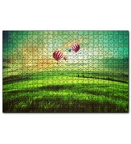 Cakapuzzle Yeşil Çayırlar ve Sıcak Hava Balonları  Puzzle Yapboz MDF (Ahşap) (120 Parça)