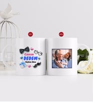 BK Gift Kişiye Özel Canım Dedem Tasarımlı Fotoğraflı Kupa Bardak-1 (Beyaz)