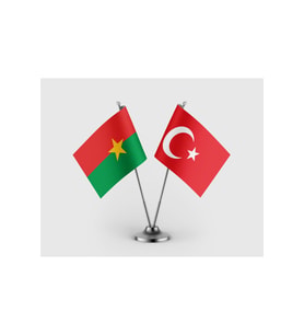 Burkina Faso ve Türkiye Bayrağı İkili Saten Masa Bayrağı Takımı