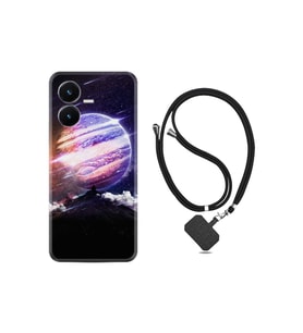 Vivo Y22s Kılıf Ipli Boyun Askılı Desenli Silikon Super Planet 1797