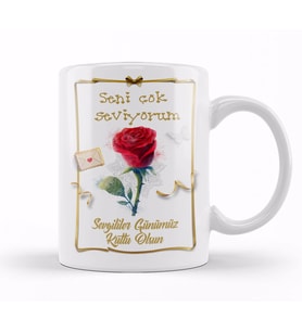Sevgililer Günü Sevgiliye Hediye 025 Kupa Bardak Porselen