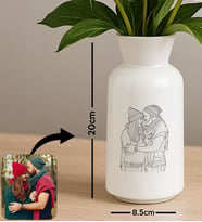 BK Gift Kişiye Özel Line Art Tasarımlı Seramik Vazo-1, Ev Hediyesi, Sevgiliye Hediye