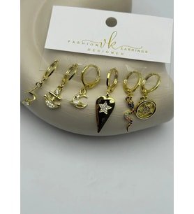 Vip 6'lı Gold Küpe - 25-vip179