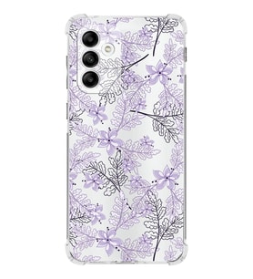 Samsung Galaxy A04s  Köşe Korumalı Antişok Kapak Floral Lila Tasarımlı Şeffaf  Kılıf