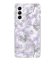 Samsung Galaxy A04s  Köşe Korumalı Antişok Kapak Floral Lila Tasarımlı Şeffaf  Kılıf