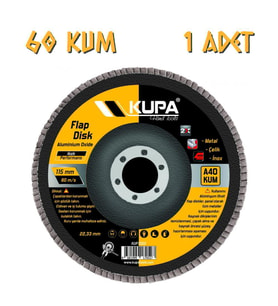 Kupa Katlı Flap Disk Zımpara A60 Kum (Sarı)