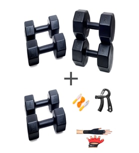 PS SPOR 3 ÇİFT DAMBIL SET 3 KG + 5 KG + 7 KG + ELDİVEN AYARLANABİLİR SAYAÇLI YAY VE ATLAMA İPİ