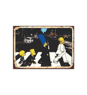 The Simpsons Abbey Road Parodi Tablosu - Retro Pop Kültür Tasarımı