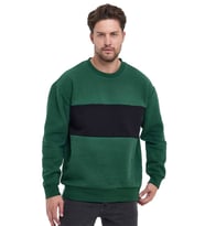 Adams Erkek 3 İplik Oversize Sweatshirt (Yeşil-Siyah)