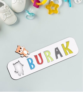 BK Toys Çocuklara Özel İsimli Figürlü Ahşap Eğitici Yapboz Puzzle-34