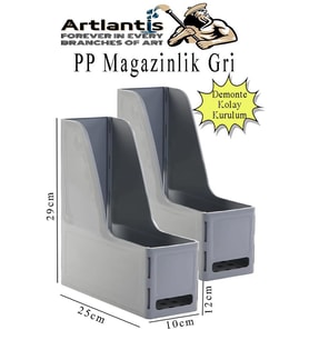Gri Magazinlik Demonte Plastik 2 Adet Plastik Kutu Klasörü Magazinlik A4 Dosya ve Masa Düzenleyici Sınıf Ev Ofis