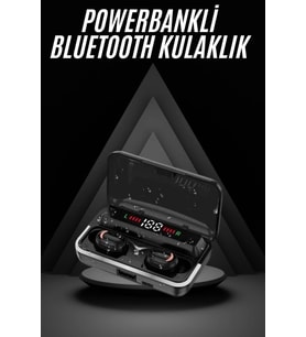 Bluetooth Kulaklık Dijital Şarj Göstergeli Powerbankli Bass Özellikli Kablosuz Kulakiçi 5.1 Mikrofon