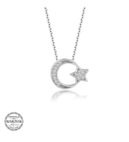 SWAROVSKİ TAŞLI AY YILDIZ 925 AYAR GÜMÜŞ KOLYE
