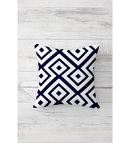 Geometrik Karo Desen Çift Tarafı Baskılı Gizli Fermuarlı Yastık Kılıfı Kırlent Koltuk Yastık Kılıfı (Lacivert)