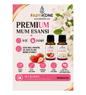 Premium Mum Esansı 5 cc 2'li Set - Çilek, Yasemin - Soya Wax, Parafin, Jel Wax ve Bal Mumu Uyumlu BKFAB2CKYS5