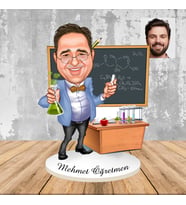 Kişiye Özel Kimya-Biyoloji Öğretmenlerine Hediye Ahşap Karikatür Biblo