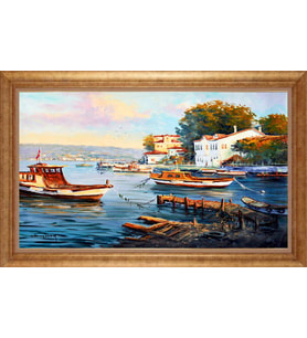 Çerçeveli Paspartulu Manzara Tablo bm1420 (Gold)