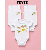 NSR Tasarım Hediye Teyze Seri Baskılı Yazılı Kız Bebek Body Zıbın Çoklu Seriler