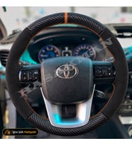 Toyota Hilux Dikme Direksiyon Kılıfı Alcantara Süet Mat Karbon Taba Yüzük ve Dikiş Comfort-Elegant-Adventure 2011-2015