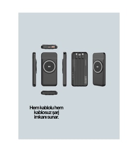22.5W Hızlı ve 15W Kablosuz Şarj Destekli Akıllı Powerbank