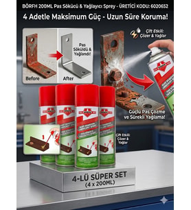 Borfh 200 ml Pas Sökücü ve Yağlayıcı Sprey 4'lü Süper Set - Çift Etkili Formül (6020652)